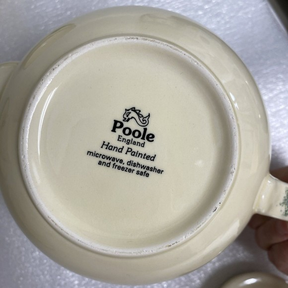 7pc Vintage England Handpaint Poole Pottery Green Vineyard Grape Teapot cup set - Picture 7 of 16